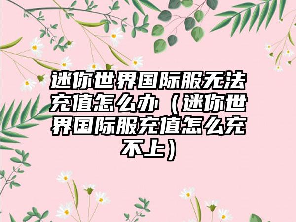 迷你世界国际服无法充值怎么办（迷你世界国际服充值怎么充不上）