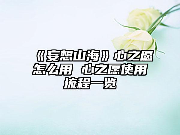 《妄想山海》心之愿怎么用 心之愿使用流程一览