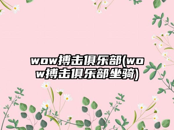 wow搏击俱乐部(wow搏击俱乐部坐骑)