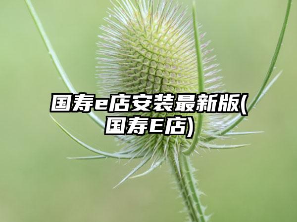 国寿e店安装最新版(国寿E店)