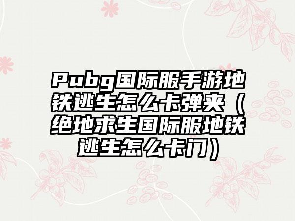 Pubg国际服手游地铁逃生怎么卡弹夹（绝地求生国际服地铁逃生怎么卡门）