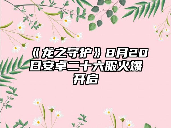 《龙之守护》8月20日安卓二十六服火爆开启
