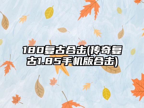 180复古合击(传奇复古1.85手机版合击)