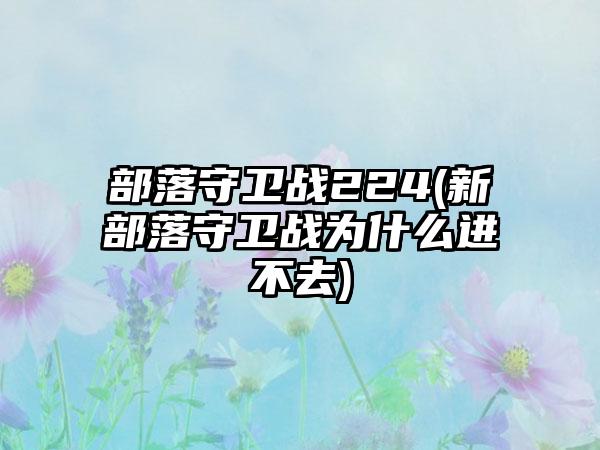 部落守卫战224(新部落守卫战为什么进不去)