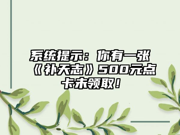 系统提示：你有一张《补天志》500元点卡未领取！