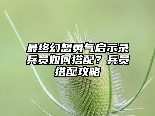 最终幻想勇气启示录兵员如何搭配？兵员搭配攻略