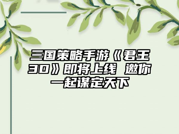 三国策略手游《君王3D》即将上线 邀你一起谋定天下