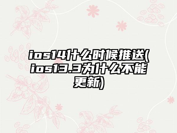 ios14什么时候推送(ios13.3为什么不能更新)