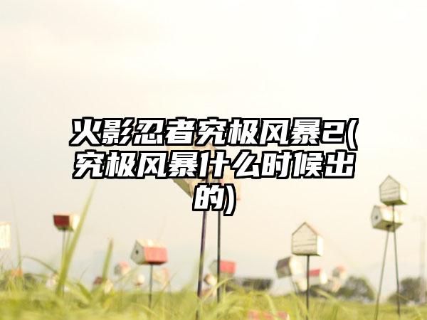 火影忍者究极风暴2(究极风暴什么时候出的)