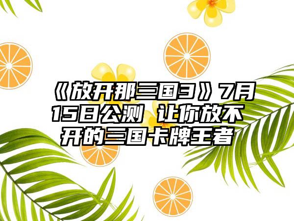 《放开那三国3》7月15日公测 让你放不开的三国卡牌王者
