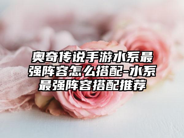 奥奇传说手游水系最强阵容怎么搭配-水系最强阵容搭配推荐