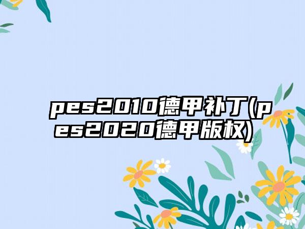 pes2010德甲补丁(pes2020德甲版权)