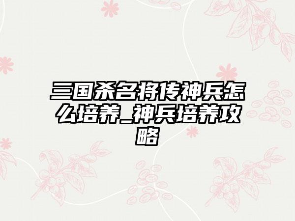 三国杀名将传神兵怎么培养_神兵培养攻略