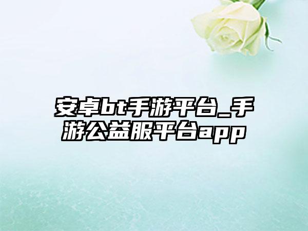 安卓bt手游平台_手游公益服平台app