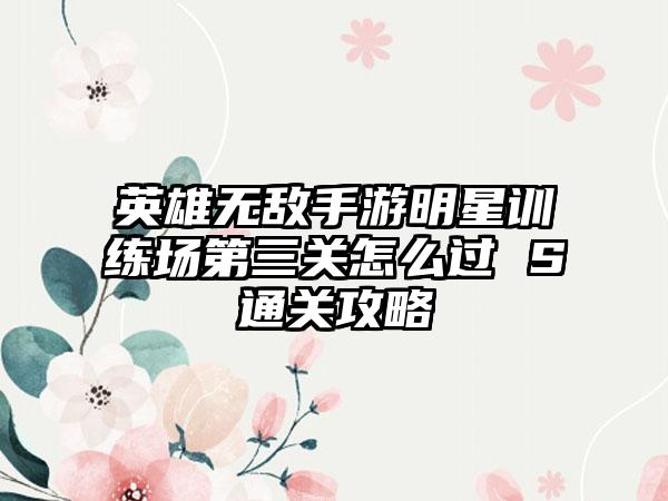 英雄无敌手游明星训练场第三关怎么过 S通关攻略