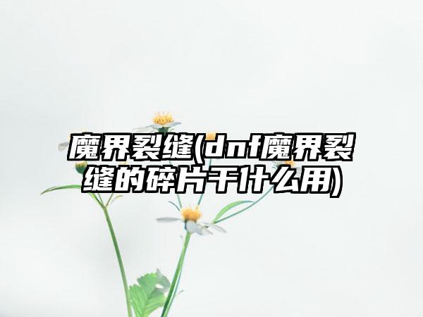 魔界裂缝(dnf魔界裂缝的碎片干什么用)