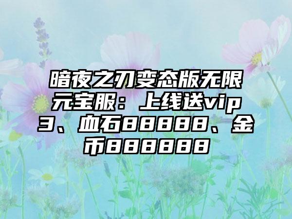 暗夜之刃变态版无限元宝服：上线送vip3、血石88888、金币888888