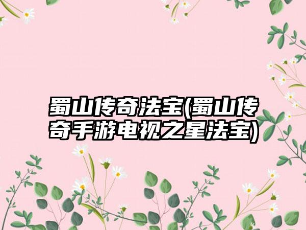 蜀山传奇法宝(蜀山传奇手游电视之星法宝)