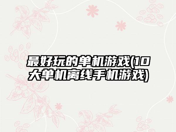 最好玩的单机游戏(10大单机离线手机游戏)