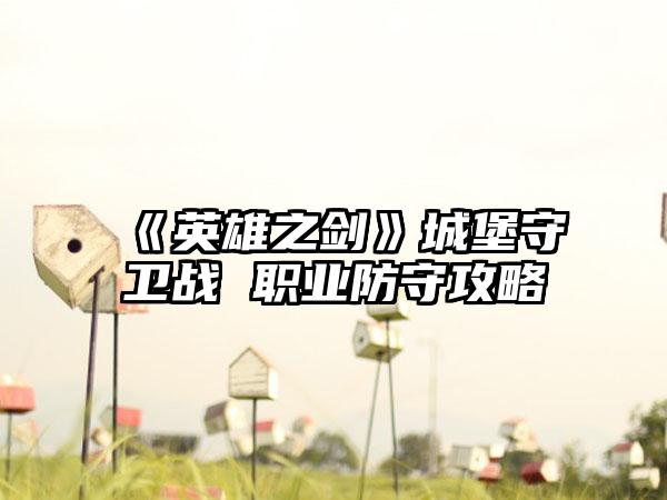 《英雄之剑》城堡守卫战 职业防守攻略