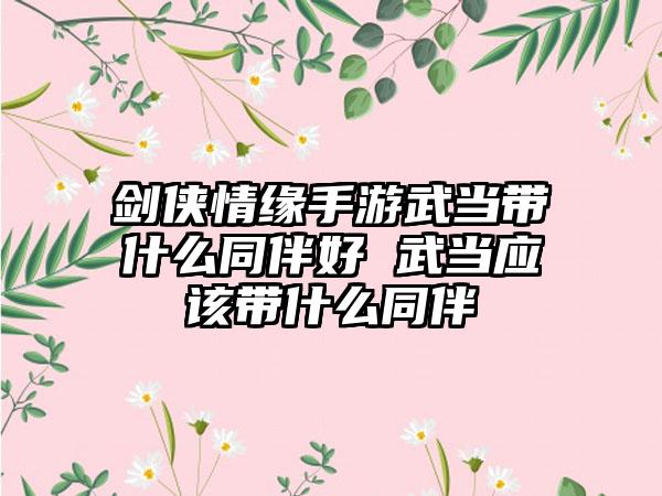 剑侠情缘手游武当带什么同伴好 武当应该带什么同伴