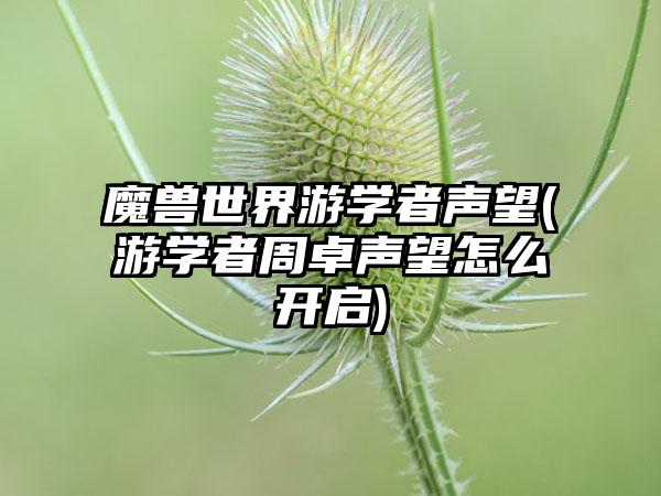 魔兽世界游学者声望(游学者周卓声望怎么开启)