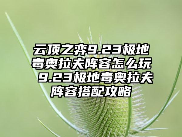 云顶之弈9.23极地毒奥拉夫阵容怎么玩 9.23极地毒奥拉夫阵容搭配攻略
