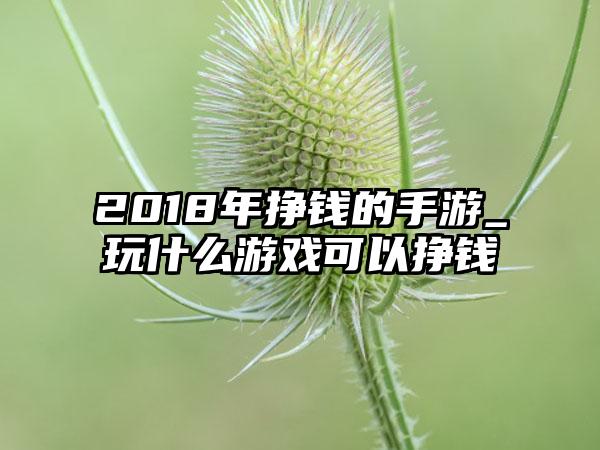 2018年挣钱的手游_玩什么游戏可以挣钱