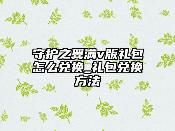 守护之翼满v版礼包怎么兑换_礼包兑换方法