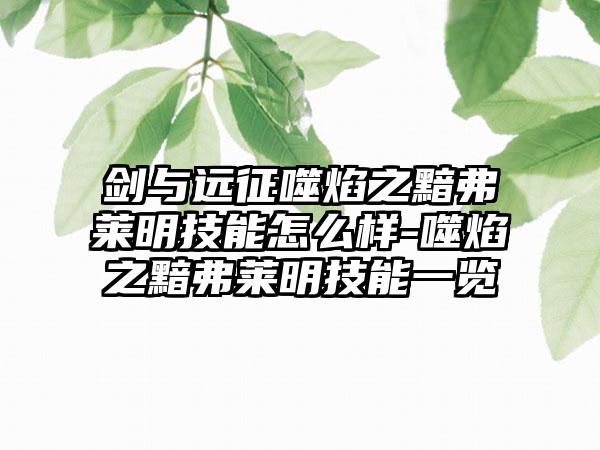剑与远征噬焰之黯弗莱明技能怎么样-噬焰之黯弗莱明技能一览
