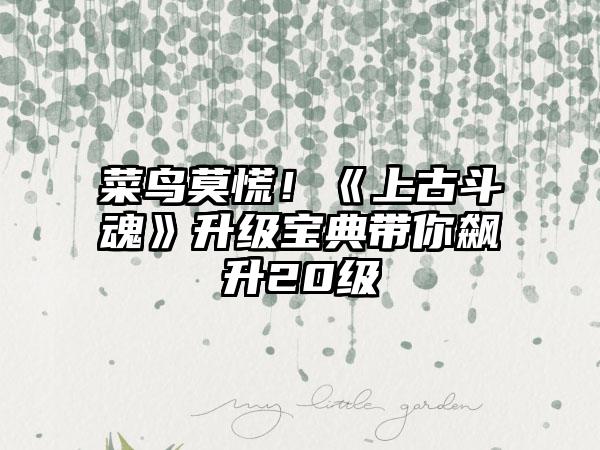 菜鸟莫慌！《上古斗魂》升级宝典带你飙升20级