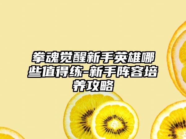 拳魂觉醒新手英雄哪些值得练-新手阵容培养攻略