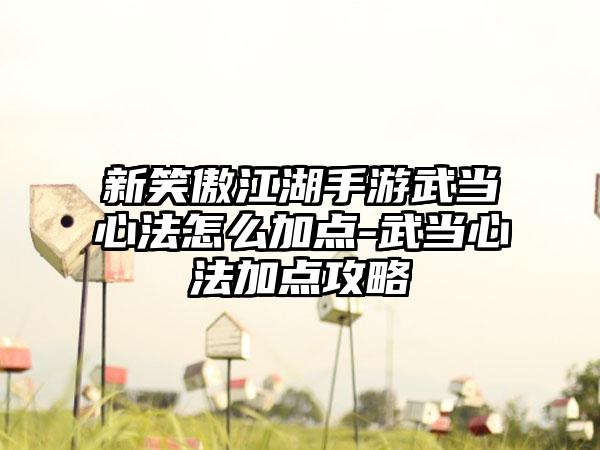 新笑傲江湖手游武当心法怎么加点-武当心法加点攻略