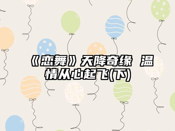 《恋舞》天降奇缘 温情从心起飞(下)