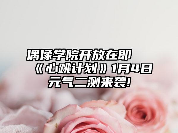 偶像学院开放在即 《心跳计划》1月4日元气二测来袭!