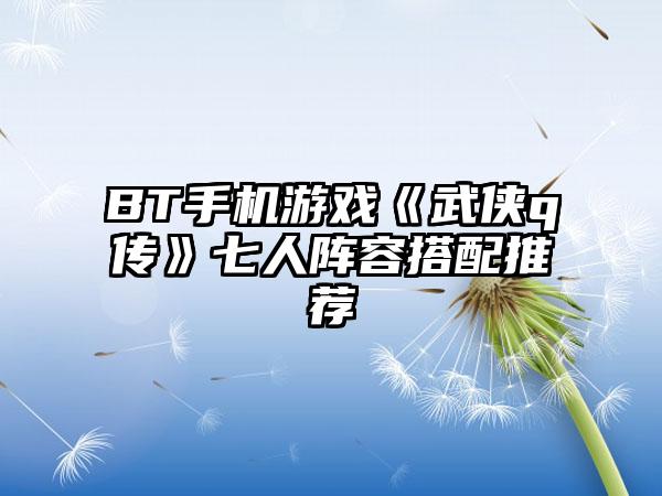 BT手机游戏《武侠q传》七人阵容搭配推荐