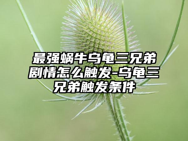 最强蜗牛乌龟三兄弟剧情怎么触发-乌龟三兄弟触发条件