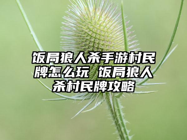 饭局狼人杀手游村民牌怎么玩 饭局狼人杀村民牌攻略