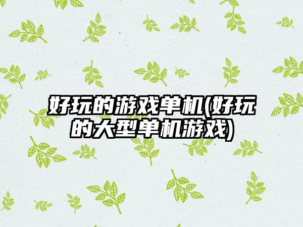 好玩的游戏单机(好玩的大型单机游戏)