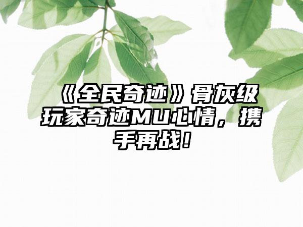 《全民奇迹》骨灰级玩家奇迹MU心情，携手再战！