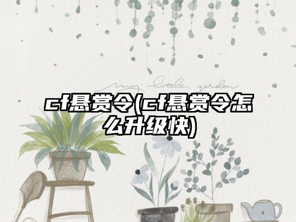 cf悬赏令(cf悬赏令怎么升级快)