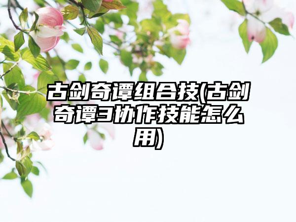 古剑奇谭组合技(古剑奇谭3协作技能怎么用)