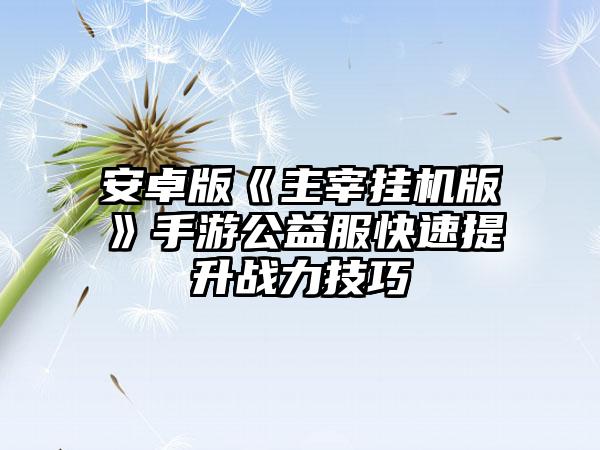 安卓版《主宰挂机版》手游公益服快速提升战力技巧