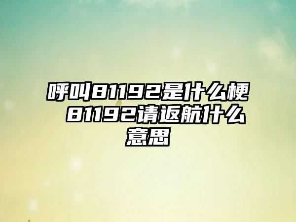 呼叫81192是什么梗 81192请返航什么意思