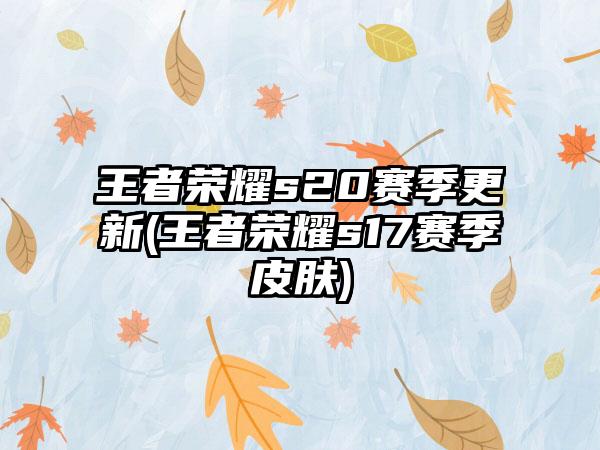 王者荣耀s20赛季更新(王者荣耀s17赛季皮肤)