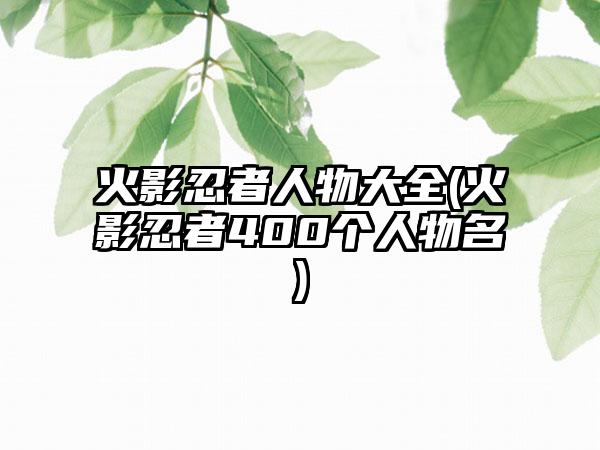火影忍者人物大全(火影忍者400个人物名)