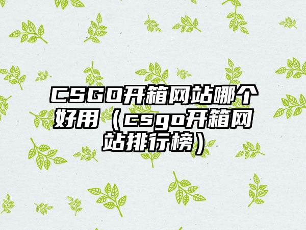 CSGO开箱网站哪个好用（csgo开箱网站排行榜）