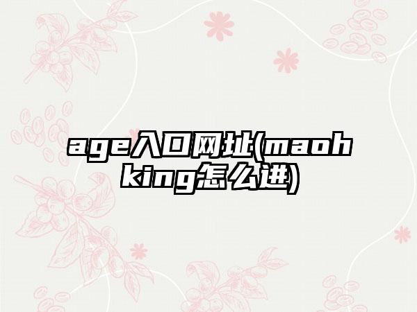 age入口网址(maohking怎么进)