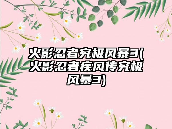 火影忍者究极风暴3(火影忍者疾风传究极风暴3)