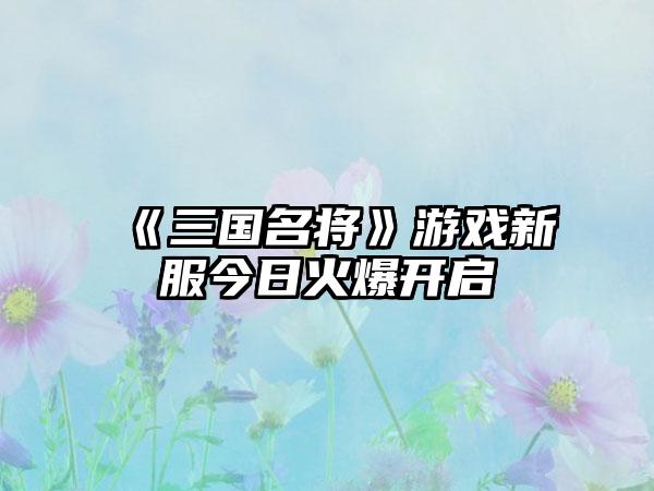 《三国名将》游戏新服今日火爆开启